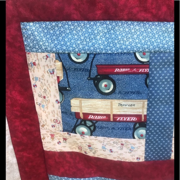 Handmade Nostalgic Radio Flyer Red Wagon Quilt - Picture 4 of 5